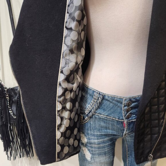 💥SHOWSTOPPER!💥VTG 100% Cashmere, Leather & Tipped Silver Fox Fur Coat in Black - Picture 12 of 14